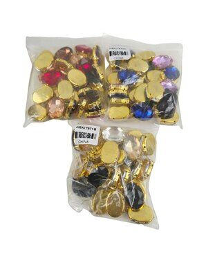 Oval Crystal Acrylic Rhinestones 81 Faceted Mixed Colors Gold Back Sewing Craft